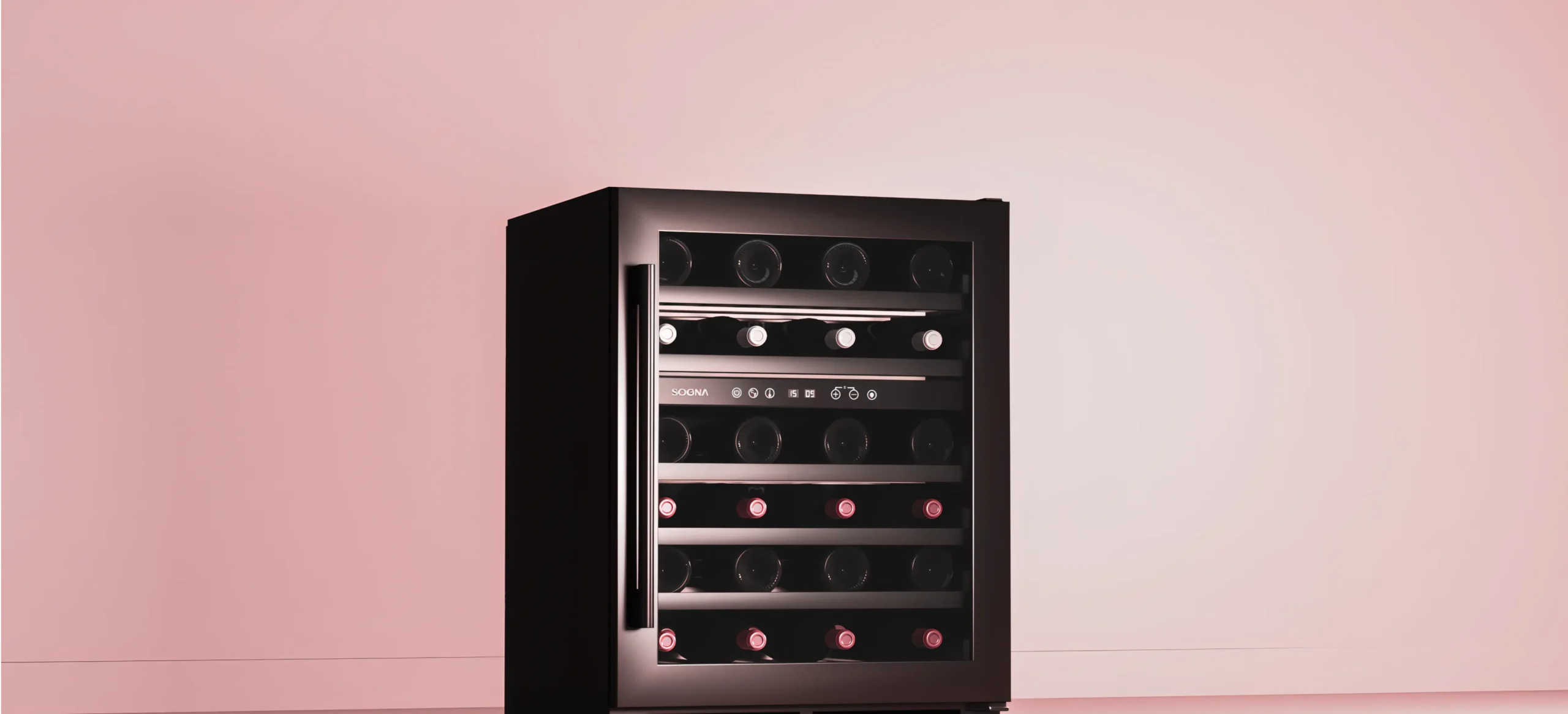adega de vinhos dual zone sogna carbon 46 garrafas 60cm header scaled